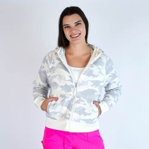 FLEO Platform Full-Zip Hoodie White Camo Medium Activewear Zip-Up